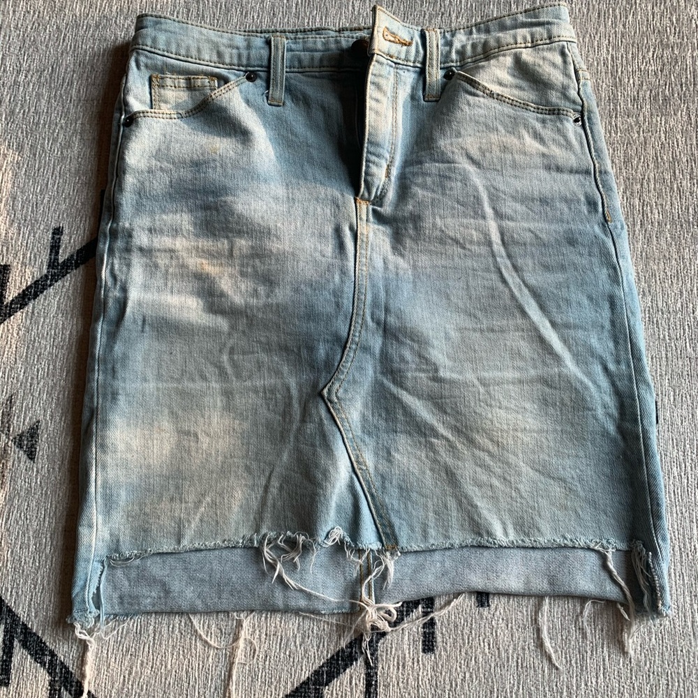 Light Denim Mid Thigh Skirt